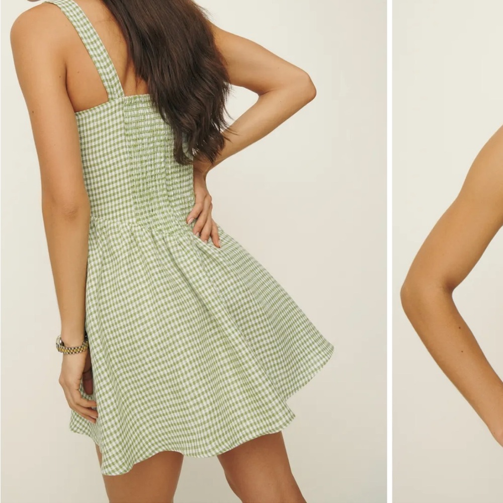 Reformation Daria Linen Dress Green - Picture 3 of 5